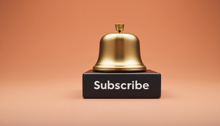 3d illustration of a reception bell with the word subscribe