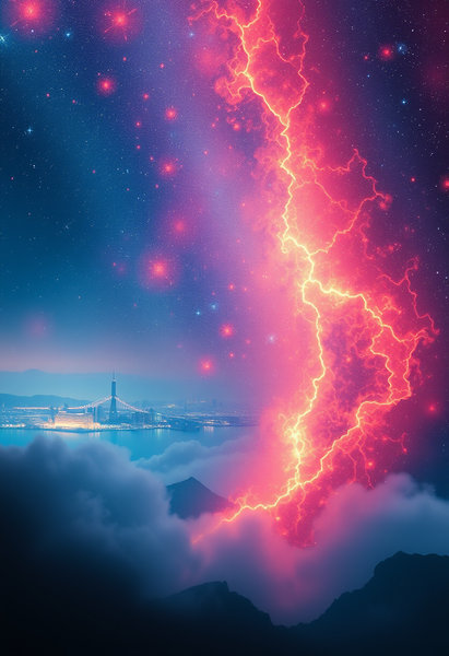 夢幻且有空間感的遠景城市背景