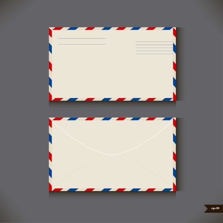 Two airmail envelope on gray background  Vector illustration