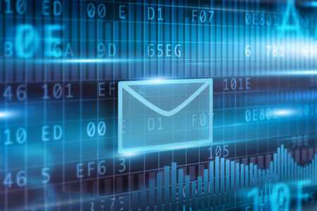 E mail concept with blue background blue envelope