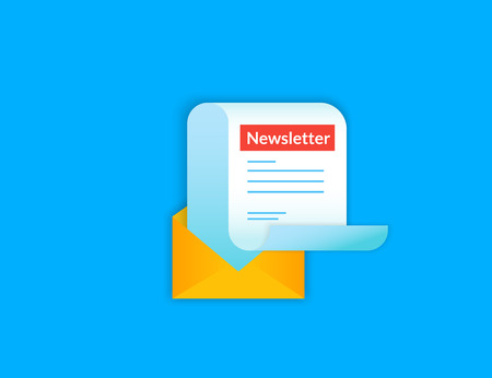 Newsletter vector illustration isolated on blue background