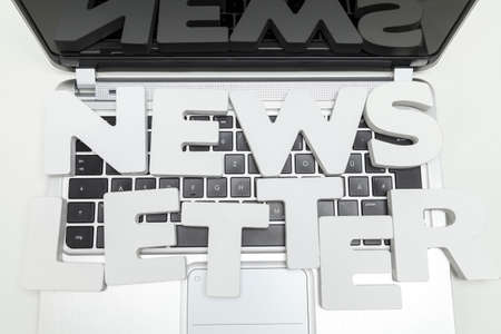 Newsletter letters on keyboard of laptop Stock Photo