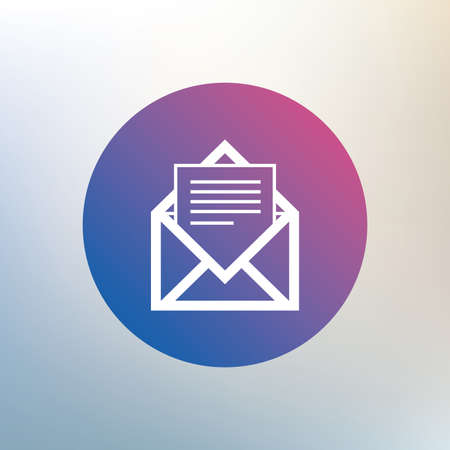 Mail icon envelope symbol message sign mail navigation button icon on blurred background vector