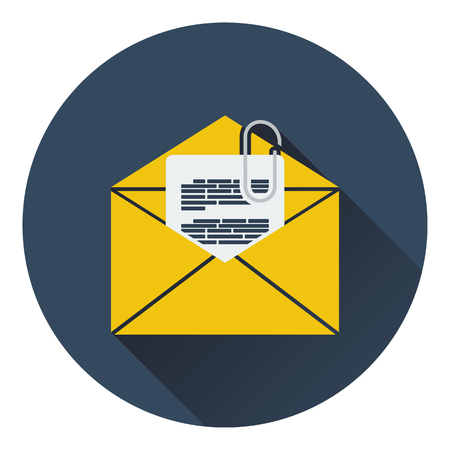 Mail with attachment icon flat design vector illustration Stock Photo