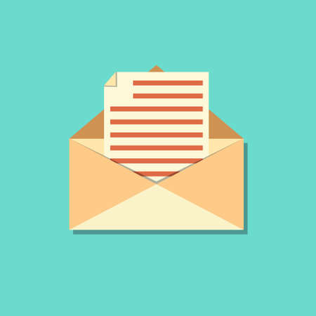 Envelope open mail icon flat vector illustration