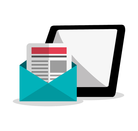 Envelope and tablet icon email message and letter theme colorful design vector illustration