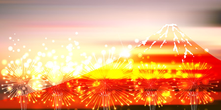 Fireworks Fuji New Year background