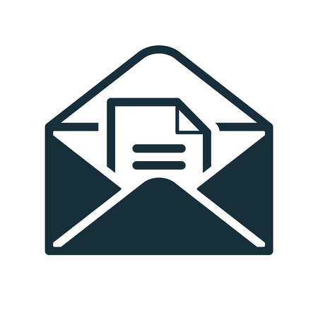 Envelope icon flat black open document in