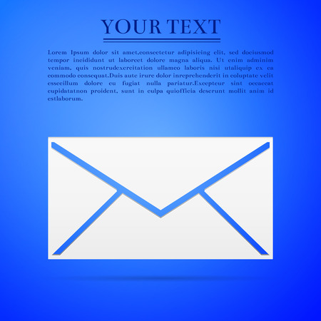 Envelope flat icon on blue background