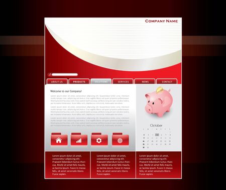 Red website template in editable format Stock Photo