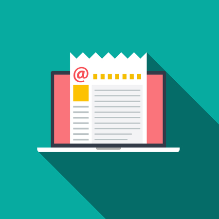 Flat style icon of concept email marketing with long shadow vector illustration