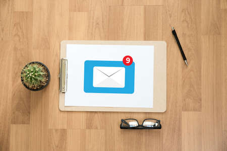 Mail communication connection message to mailing contacts phone global letters concept