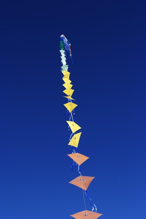 colorful kites flying in the blue sky