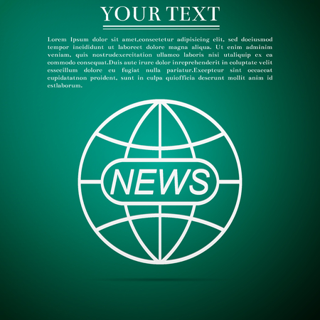 World and global news concept icon isolated on green background world globe symbol news sign icon journalism theme live news flat design vector illustration