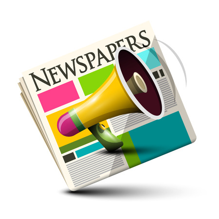 Daily paper newspapers icon with megaphone vector illustration